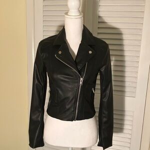 Black Pseudo Leather Women's Jacket XS